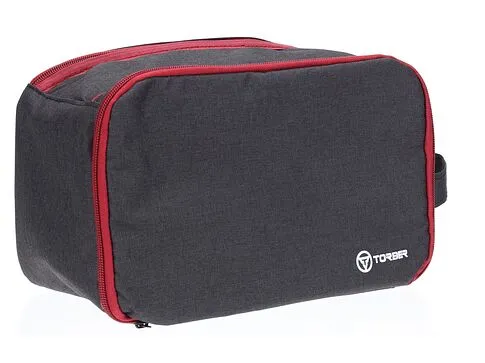 Несессер TORBER, дорожный, чёрный/бордовый, полиэстер 300D, 27 х 17 х 14 см