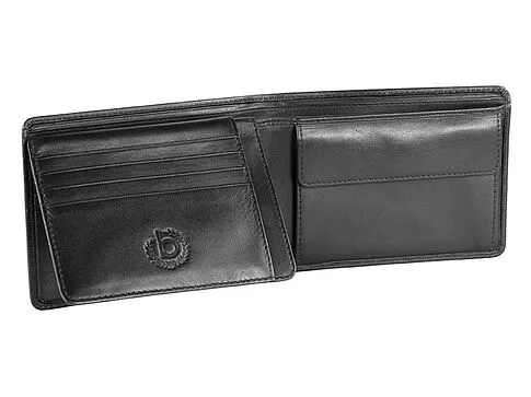 Портмоне BUGATTI Primo, чёрное, натуральная воловья кожа, 12,5х1х9 см
