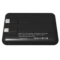 Внешний аккумулятор Eron с подсветкой гравировки, 5000 mAh, чёрный/белый