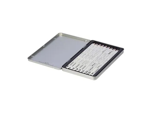 Набор чернографитовых карандашей  Sketch & Art  утолщенные,9 шт. hb-14b,  металлическая коробка с ложементом