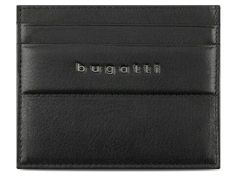Портмоне для кредитных карт BUGATTI НОМ | NOME, с защитой данных RFID, черное, натуральная воловья кожа, 10,2х0,3х8,2 см
