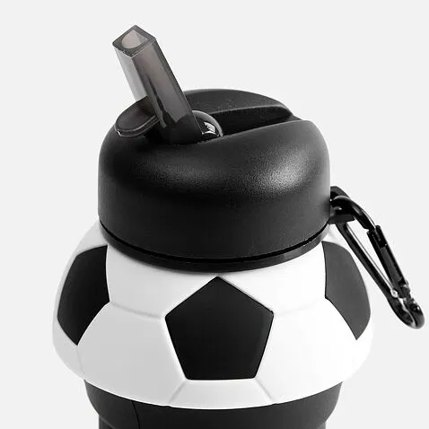 Складная бутылка для воды Football Flex, белая с черным