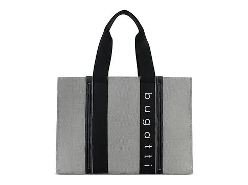 Сумка-тоут женская BUGATTI Ambra, серо-черный цвет, хлопок/полиэстер, 45х14х32 см