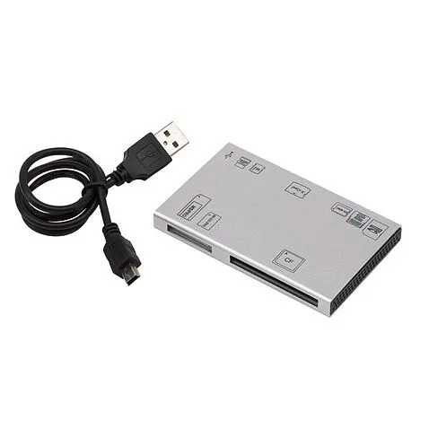 Карт-ридер для: CF, SD, Mini SD, MS, Micro SC, MMC, XD, T1103020, серебристый