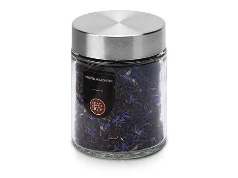 Чай черный, серия Essence, с чабрецом и лепестками василька, стеклянная банка
