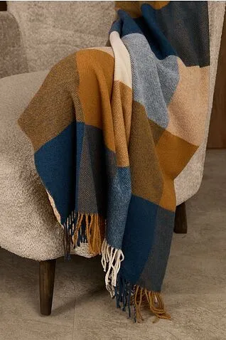 Плед Fleco, синий с коричневым