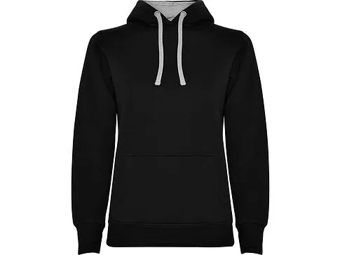 Толстовка с капюшоном Urban женская, черный/серый меланж