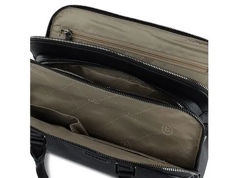 Сумка женская BUGATTI Elsa, чёрная, воловья кожа/полиэстер, 32х13х22 см