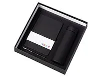 Подарочный набор с блокнотом С1, металлической ручкой и термосом, черный