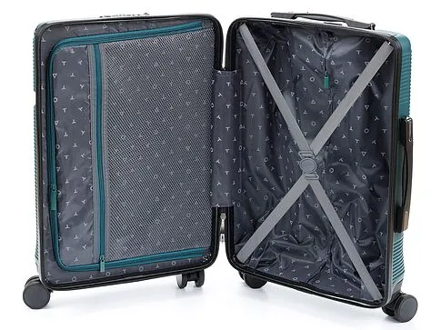 Чемодан TORBER Onego, зелёный, ABS-пластик, 59,5 х 39,5 х 24 см, 46 л