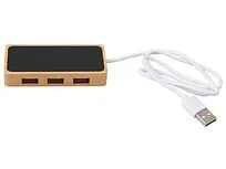 USB хаб с подсветкой лого Reedia S5, 3*USB, 1*Type C, бамбук, черный