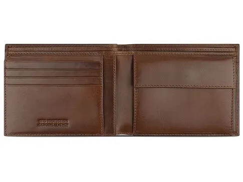 Портмоне BUGATTI Nobile,с защитой данных RFID, коньячного цвета, воловья кожа/полиэстер, 12х2х9,5 см