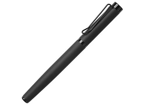 Металлическая ручка роллер Black Lama soft-touch, черная Металлическая ручка роллер Black Lama soft-touch, черная