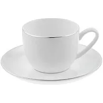 Кофейная пара Select, белая с серебристой отводкой