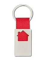Брелок металлический с символом дом, красный