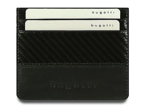 Портмоне для кредитных карт BUGATTI КОМЕТА | COMET, с защитой данных RFID, черное, натуральная воловья кожа, 10,2х0,2х8,2 см