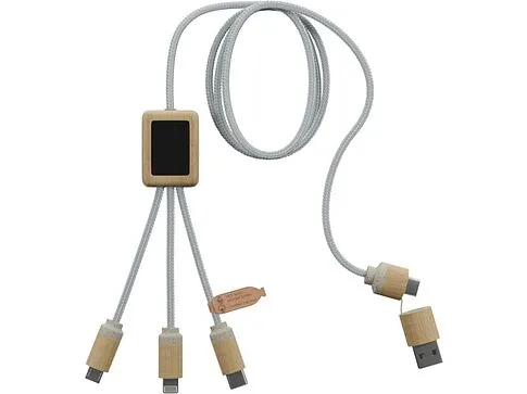 Кабель для зарядки 5-в-1 SCX.design C49 - Светло-коричневый с белой подсветкой