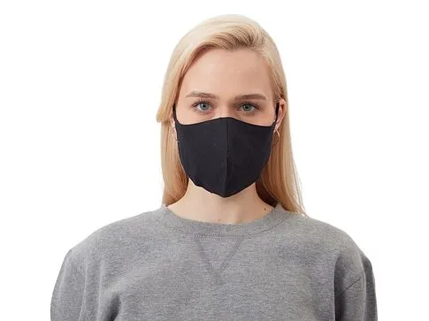 Маска для лица многоразовая из хлопка, анатомической формы, черный