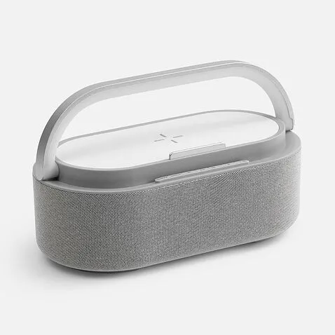 Колонка с часами и беспроводной зарядкой Veske ver.2, серая