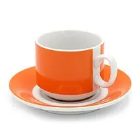 Чайная пара фарфоровая 220см³ экспресс Sunrise, оранжевый, в коробке