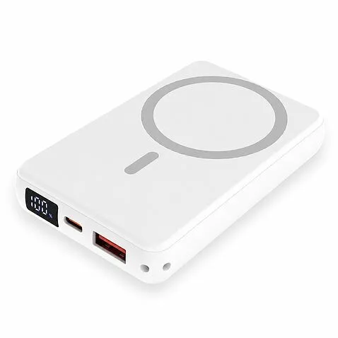 Магнитный внешний аккумулятор Quantum с беспроводной зарядкой (15W), 10000 Mah, белый