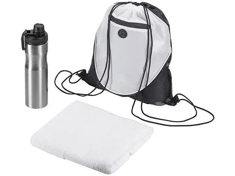 Спортивный набор со стальной бутылкой и полотенцем Advanced, белый
