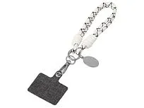 Брелок-браслет Bohemian c тканевым держателем для телефона, бело-черный