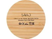 Беспроводное зарядное устройство с подсветкой лого Reedia S3, 15 Вт, бамбук, черный