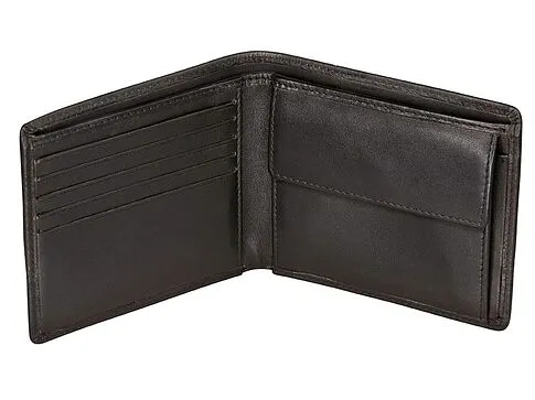 Портмоне BUGATTI Atlanta, чёрное, натуральная воловья кожа, 10,5х1х9 см