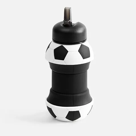 Складная бутылка для воды Football Flex, белая с черным