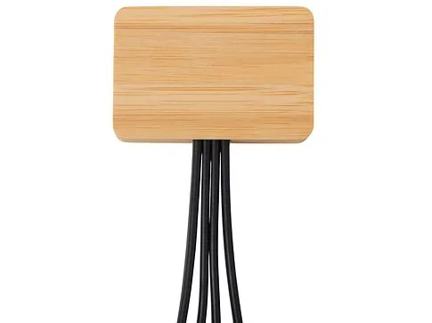 Кабель 3-в-1 с подсветкой лого Reedia S6, бамбук, черный