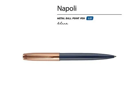 Ручка металлическая шариковая Napoli, синий/розовое золото
