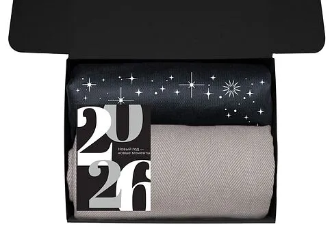 Подарочный набор c пледом, кружкой и вареньем, черный