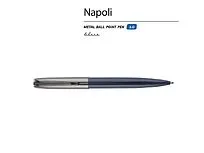 Ручка металлическая шариковая Napoli, синий/вороненая сталь