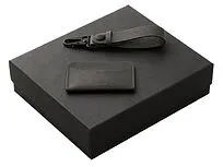 Подарочный набор Long River: картхолдер, ремешок для ключей, черная коробка