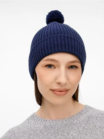 Шапка Catch Match с помпоном, темно-синяя