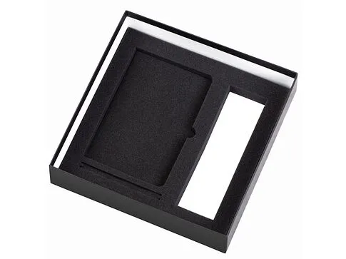 Подарочный набор с блокнотом С1, металлической ручкой и термосом, черный