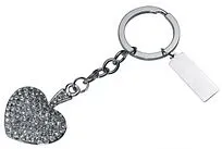 Оригинальный брелок в виде сердца со стразами, 9783907, серебристый