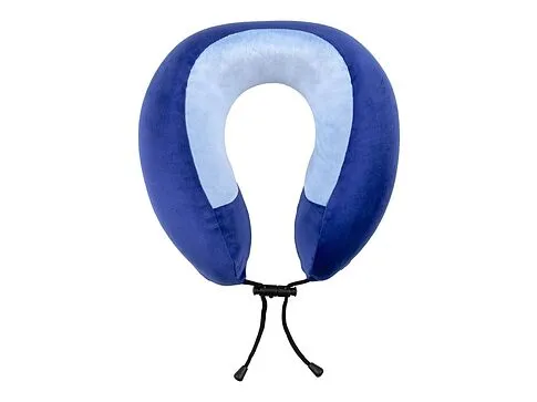 Подушка TORBER, дорожная, с эффектом памяти, синяя, полиэстер+спандекс