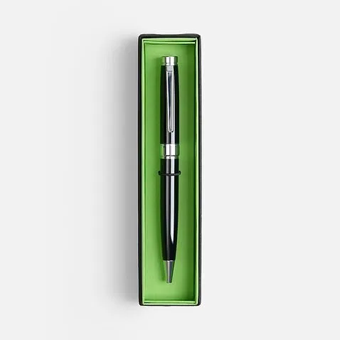 Ручка шариковая Broad Ring в футляре, глянцевая, черная