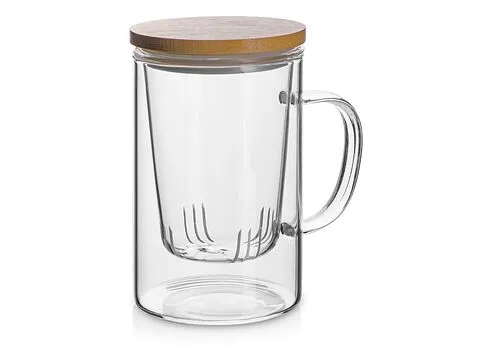 Стеклянная кружка с заварочной емкостью Milfoil