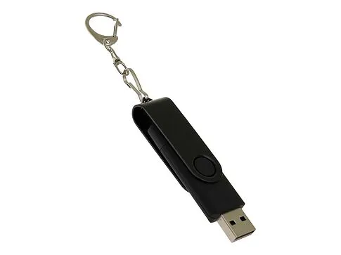 USB-флешка на 32 Гб 2 в 1 поворотный механизм, c дополнительным разъемом Type-C с одноцветным металлическим клипом, черный