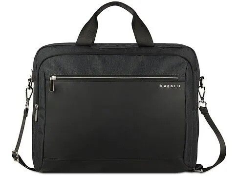 Портфель мужской BUGATTI Sera, антрацитовый, полиэстер, 40х11х34 см