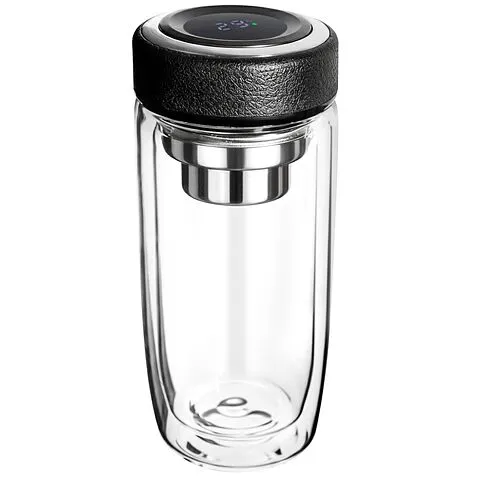 Термос стеклянный с LED-дисплеем Smartview, чёрный