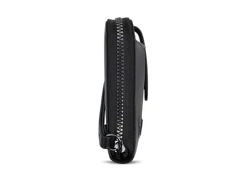 Кошелёк женский BUGATTI Daphne с ключницей, чёрный цвет, воловья кожа/полиэстер, 19х3х11 см