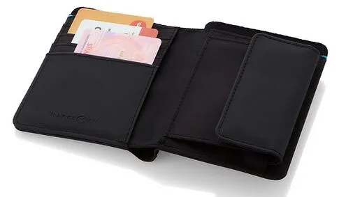 Бумажник с отделениями для монет, купюр и банковских карт, 11971500, черный Бумажник с отделениями для монет, купюр и банковских карт, 11971500, черный