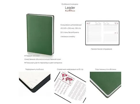 Ежедневник А5 датированный Leader 2026, черный