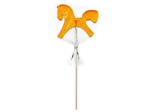 Леденец Лошадка, желтый со вкусом апельсина, 21 гр.