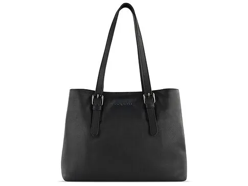 Сумка женская BUGATTI Bella, чёрная, воловья кожа/полиэстер, 33х14х25 см