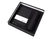 Подарочный набор с блокнотом С3, металлической ручкой и термосом, черный